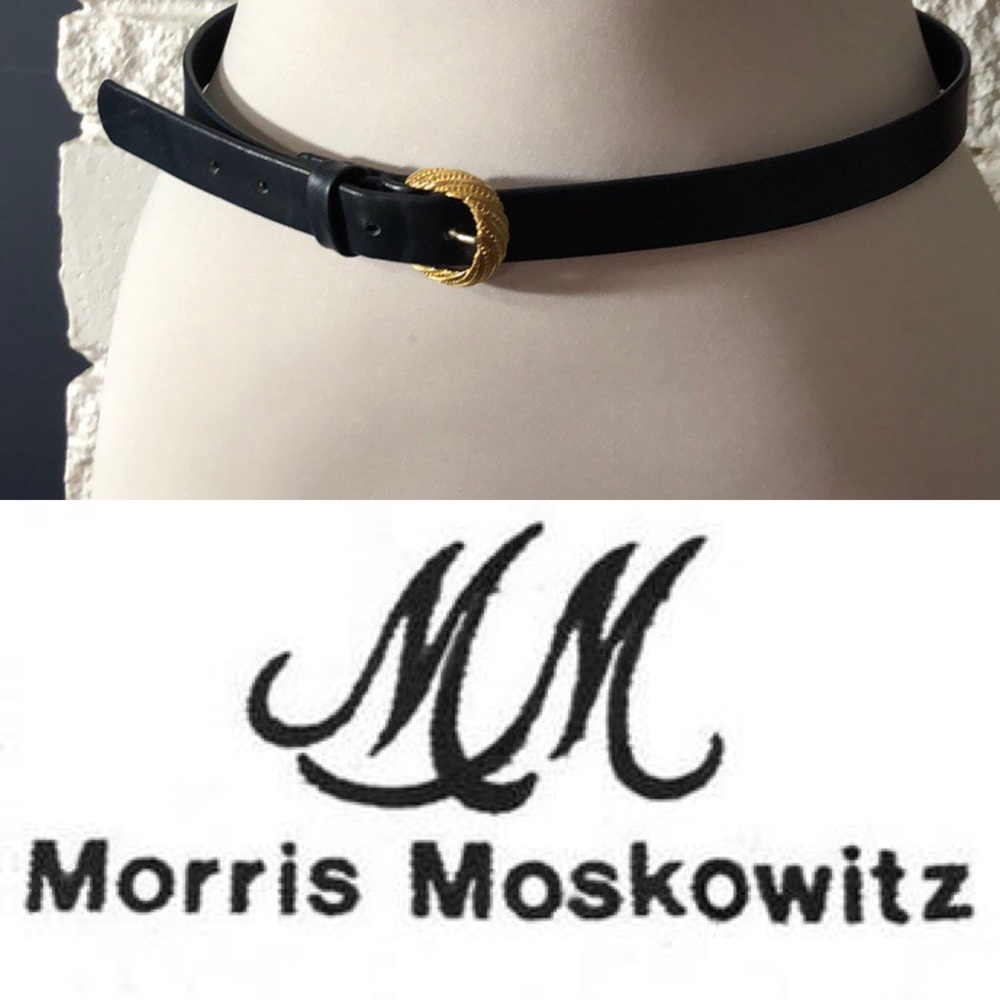 Morris Moskowitz Leather Belt with Gold Buckle